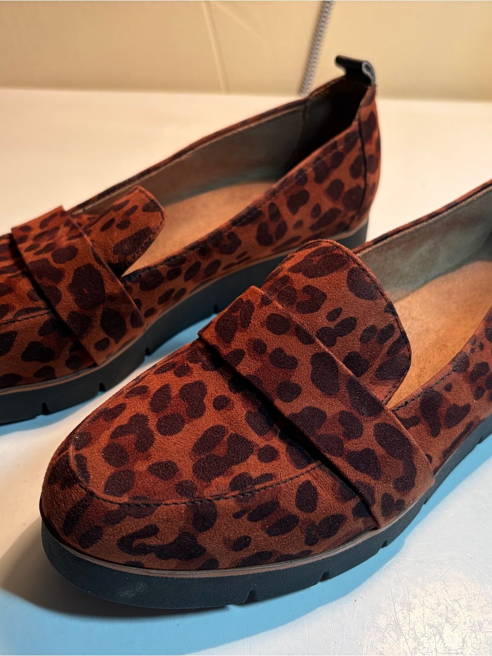 Dr. Scholl's Leopard Print Brown Suede Loafers